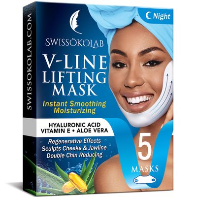 V shape lifting up Face Mask Chin Up Patch Double Chin Reducer Chin Contour Tightening Firming Face Lift Tape Mask V-Line Neck Lifting Patches V Shaped Slimming Face Mask 5 pcs