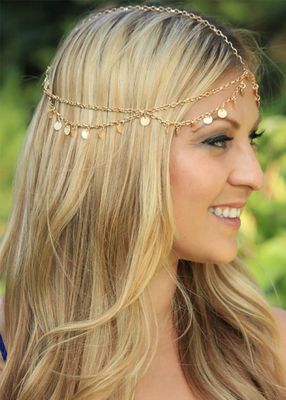 Denifery Bridal Boho Gold Head Chain Bridal Headpiece Bohemian Wedding Hair Accessories