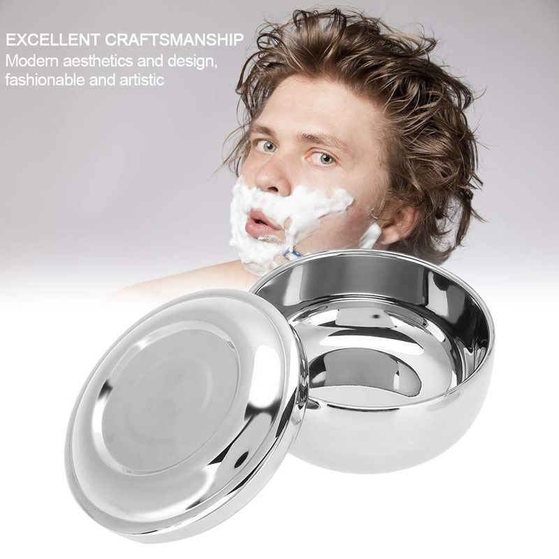 Rotekt Universal Men Stainless Steel Beard Shaving Soap Bowl Shaving Mug Container With a Mirror