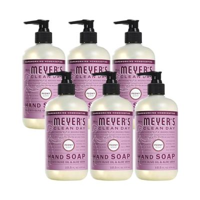 MRS. MEYER&#39;S CLEAN DAY Hand Soap, Made with Essential Oils, Biodegradable Formula, Peony, 12.5 fl. oz (Pack of 6)