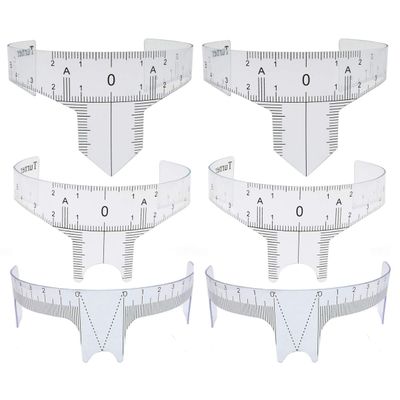 6 Pieces Tattoo Ruler Eyebrow Ruler Nose Positioning Eyebrow Grooming Ruler Reusable Eyebrow Stencil Makeup Microblading Measure