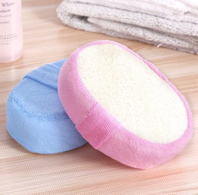 AKOAK 1 Pack Natural Loofah Bath Brush, Exfoliating Sponge Bath Towel Suitable for Bath Shower and Spa (Pink)