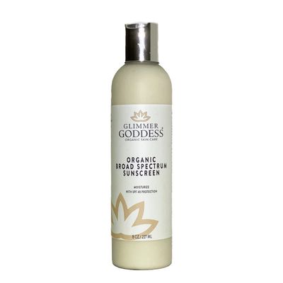 Glimmer Goddess Organic Sunscreen - Reef-Safe SPF 40+ Broad Spectrum Protection, 8 oz - Vegan, Cruelty-Free