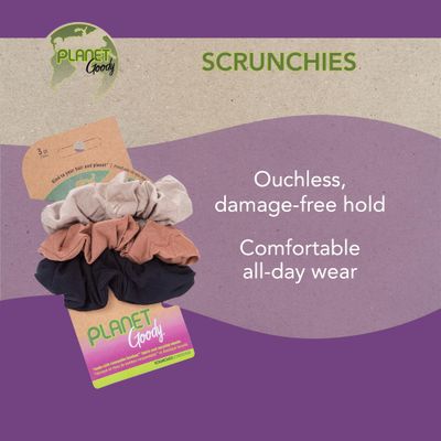 GOODY Planet Ouchless Womens Hair Scrunchie - 3 Count,Assorted Neutral Colors - Suitable for All Hair Types - Pain-Free Hair Accessories for Women Perfect for Long Lasting Braids &amp; Ponytails
