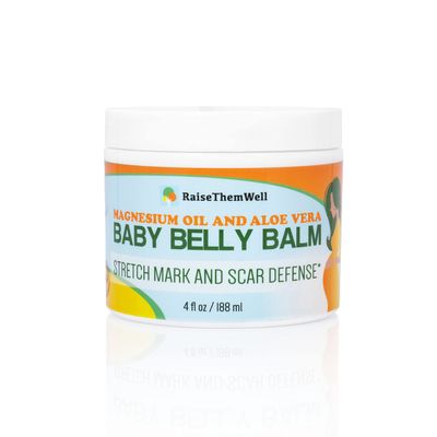 Raise Them Well Natural Belly Balm for Pregnancy with Magnesium Oil, Aloe Vera, Jojoba Coconut and Lavender Oil &amp; Beeswax | 4 fl oz