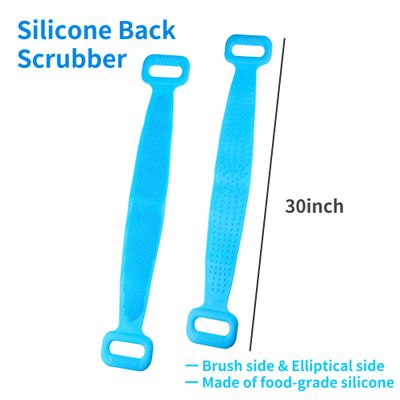Silicone Bath Body Brush - Silicone Body Back Scrubber Lathers Well Bath Shower Towel Silicone Body Wash Scrubber (Blue)