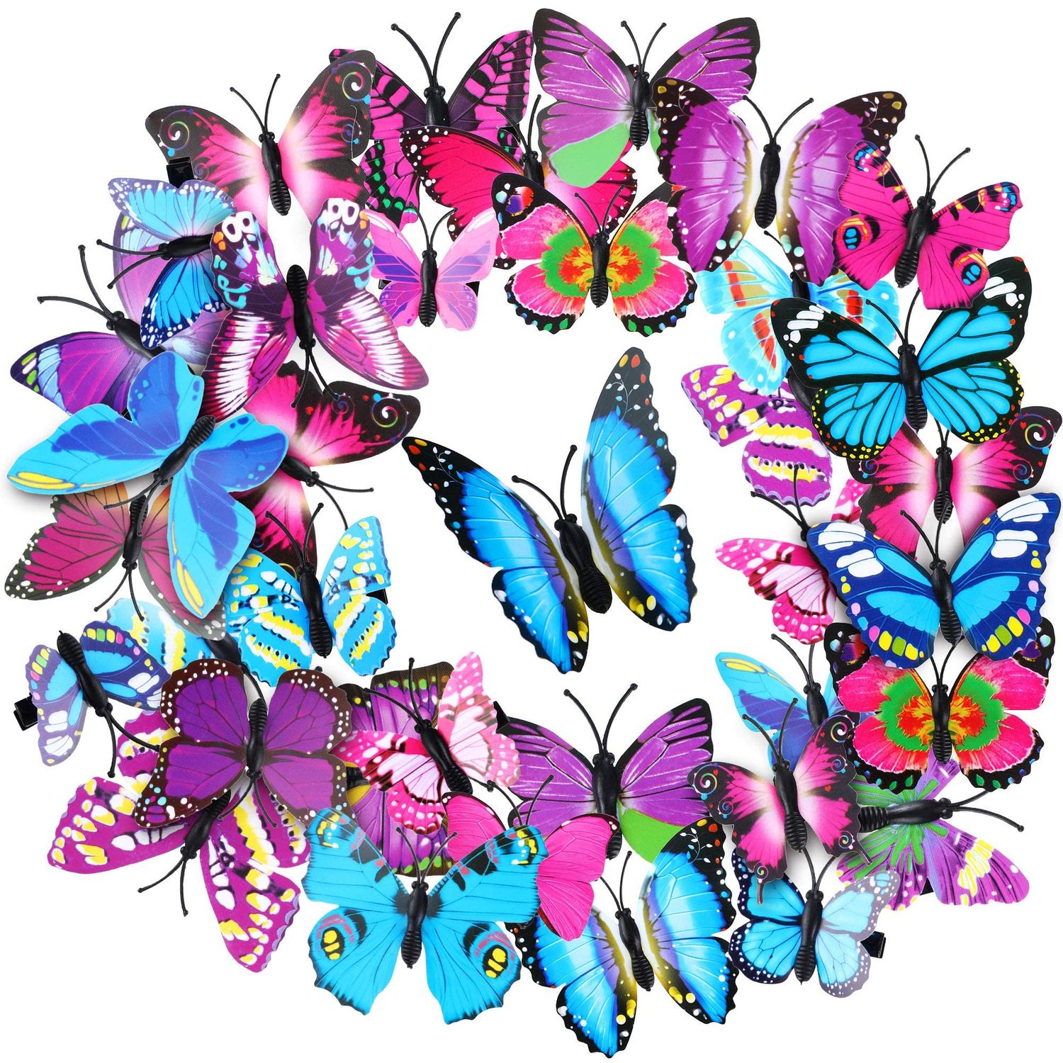 Boao 36 Pieces Butterfly Hair Clips Baby Girl Toddler Halloween Butterfly Clips Colorful Butterfly Barrettes 3D Wedding Hair Clips for Bridal Women Party Favors (Style 3)