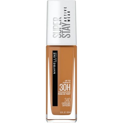 Maybelline Super Stay Full Coverage Liquid Foundation Active Wear Makeup, Up to 30Hr Wear, Transfer, Sweat &amp; Water Resistant, Matte Finish, Cappuccino, 1 Count