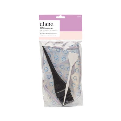 Diane Hair Coloring Kit - 4 Piece Set - DIY Color, Dye, Highlighting Supplies, Gloves, Tipping Cap, Spatula with Needle, Tint Applicator Brush, D850