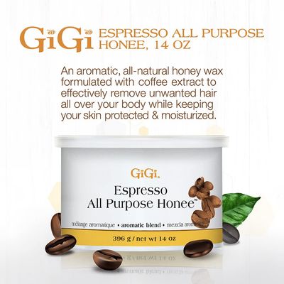 GiGi Espresso All Purpose Honee Hair Removal Wax with Antioxidant, 14 oz