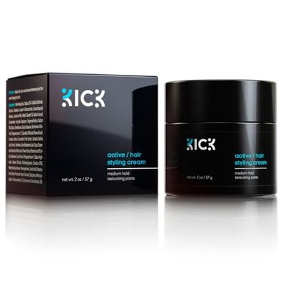 Kick Hair Cream for Men Medium Hold Forming Cream - Award Winning Mens Hair Products - Non Greasy Hair Styling Cream with Argan and Coconut Oil to Restore Dry, Damaged Hair - 2 Oz