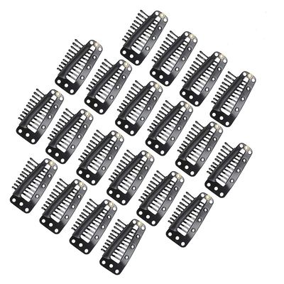Tinksky 20pcs 10-Teeth Snap-Comb Wig Clips with Rubber for Hair Extension (Black)