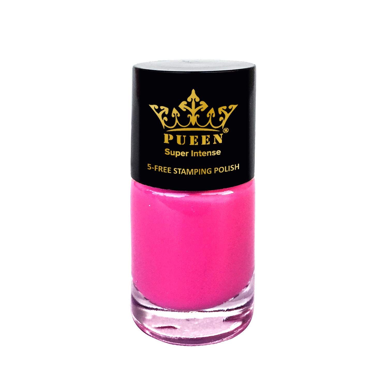 PUEEN Super Intense Nail Polish For Nail Stamping Big 5-FREE Formula Nail Color Lacquer (809 - Neon Pink)-BH000501