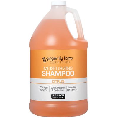 Ginger Lily Farms Club &amp; Fitness Moisturizing Shampoo for All Hair Types, 100% Vegan &amp; Cruelty-Free, Citrus Scent, 1 Gallon (128 fl oz) Refill