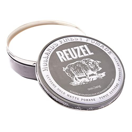 REUZEL Extreme Hold Matte Pomade, Strongest All Day Hold, Water Soluble Styling, No Shine &amp; Flake Free, Easy To Wash Out, For and Hairstyles, 12 oz