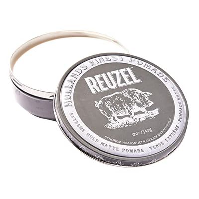 REUZEL Extreme Hold Matte Pomade, Strongest All Day Hold, Water Soluble Styling, No Shine &amp; Flake Free, Easy To Wash Out, For and Hairstyles, 12 oz