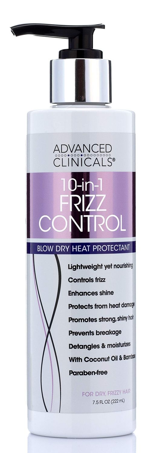 Advanced Clinicals 10-in-1 Anti-Frizz Hydrating Heat Protectant Hair Cream Coconut &amp; Bamboo Strengthen, Detangle &amp; Smooth Dry, Damaged Hair DEA, Paraben, Sulfate-Free, Color Safe, 7.5 Fl Oz