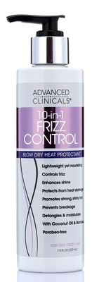 Advanced Clinicals 10-in-1 Anti-Frizz Hydrating Heat Protectant Hair Cream Coconut &amp; Bamboo Strengthen, Detangle &amp; Smooth Dry, Damaged Hair DEA, Paraben, Sulfate-Free, Color Safe, 7.5 Fl Oz