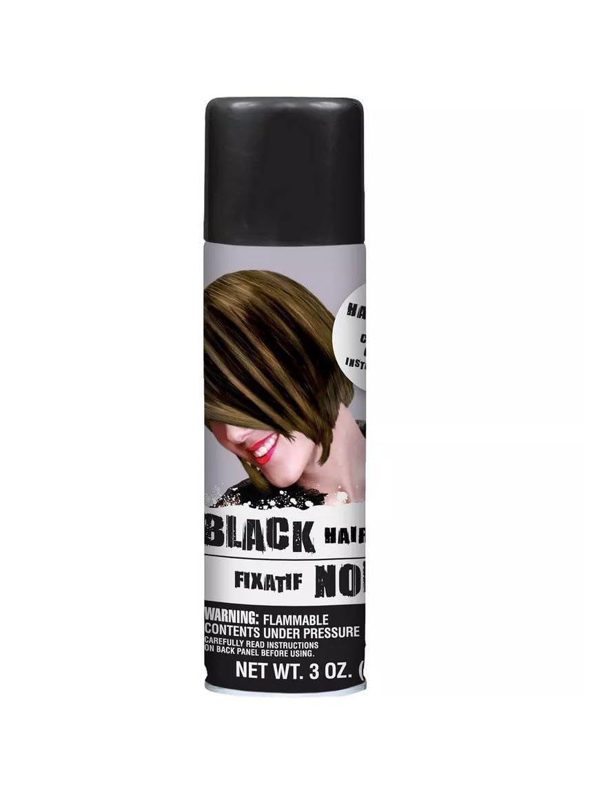 Stunning Black Hair Spray Color - 3 oz. (1 Count) - Instantly Transforms Your Look, Ideal for Parties &amp; Cosplay