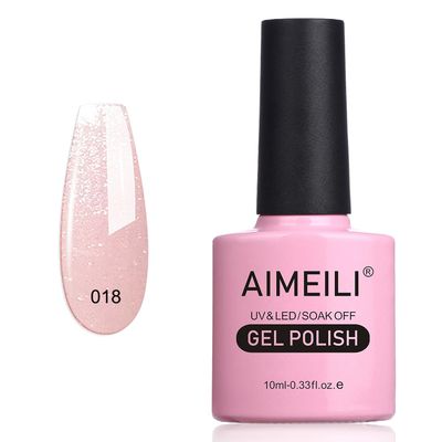 AIMEILI Soak Off U V LED Gel Nail Polish - Sparkle Grapefruit (018) 10ml