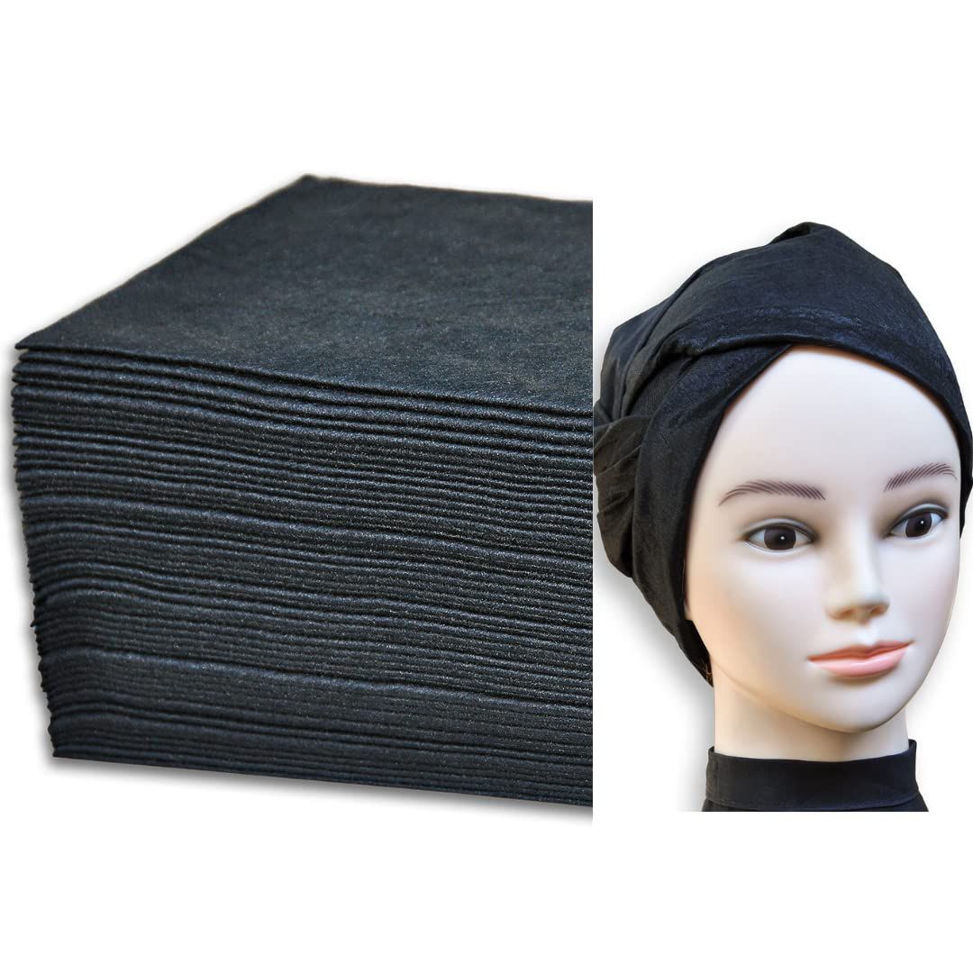 DAVELEN Luxury Spa Towels - Eco-Friendly Disposable Towels for Salon, Spa, Hair, Face, Body - Soft, Large (31.5 x 15), and Absorbent - Black, 50-Pack