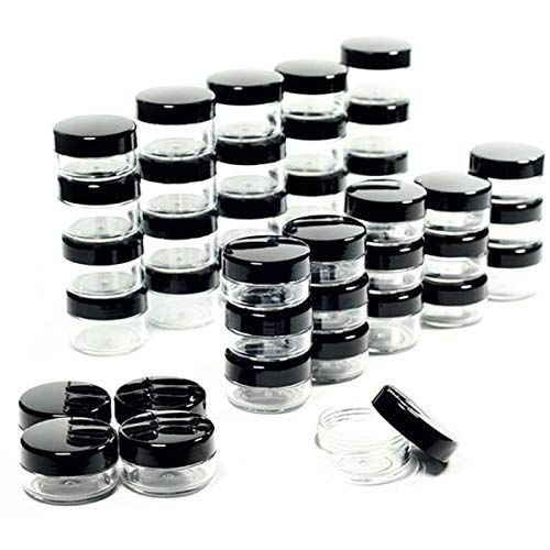 ZEJIA 5 Gram Sample Containers with Lids, 50PCS Mini Makeup Containers, Empty Plastic Travel Cosmetic Containers with Labels