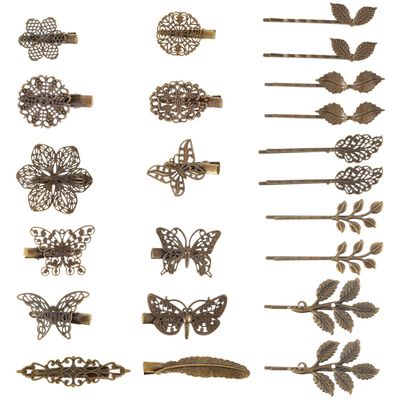 BBTO 22 Pieces Vintage Hair Clips Barrettes Bronze Leaf Bobby Pin Flower Butterfly Heart Hair Clip for Women