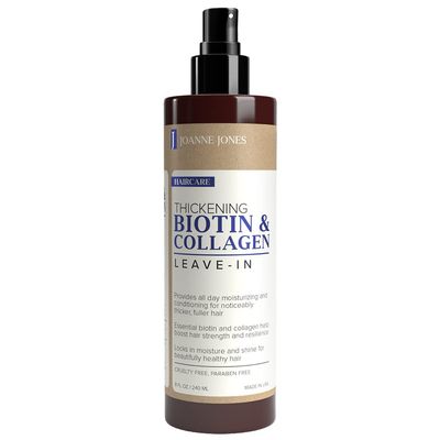 Joanne Jones Thickening Biotin &amp; Collagen Leave-In Conditioner, 8-fl oz Spray Bottle, Boost Moisture and Shine for All Hair Types