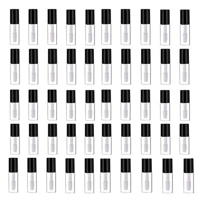 Mydio 50 Pack 1.2ML Clear Mini Lip Gloss Tube Empty Lip Balm Containers With Black Lid for Lipstick Samples
