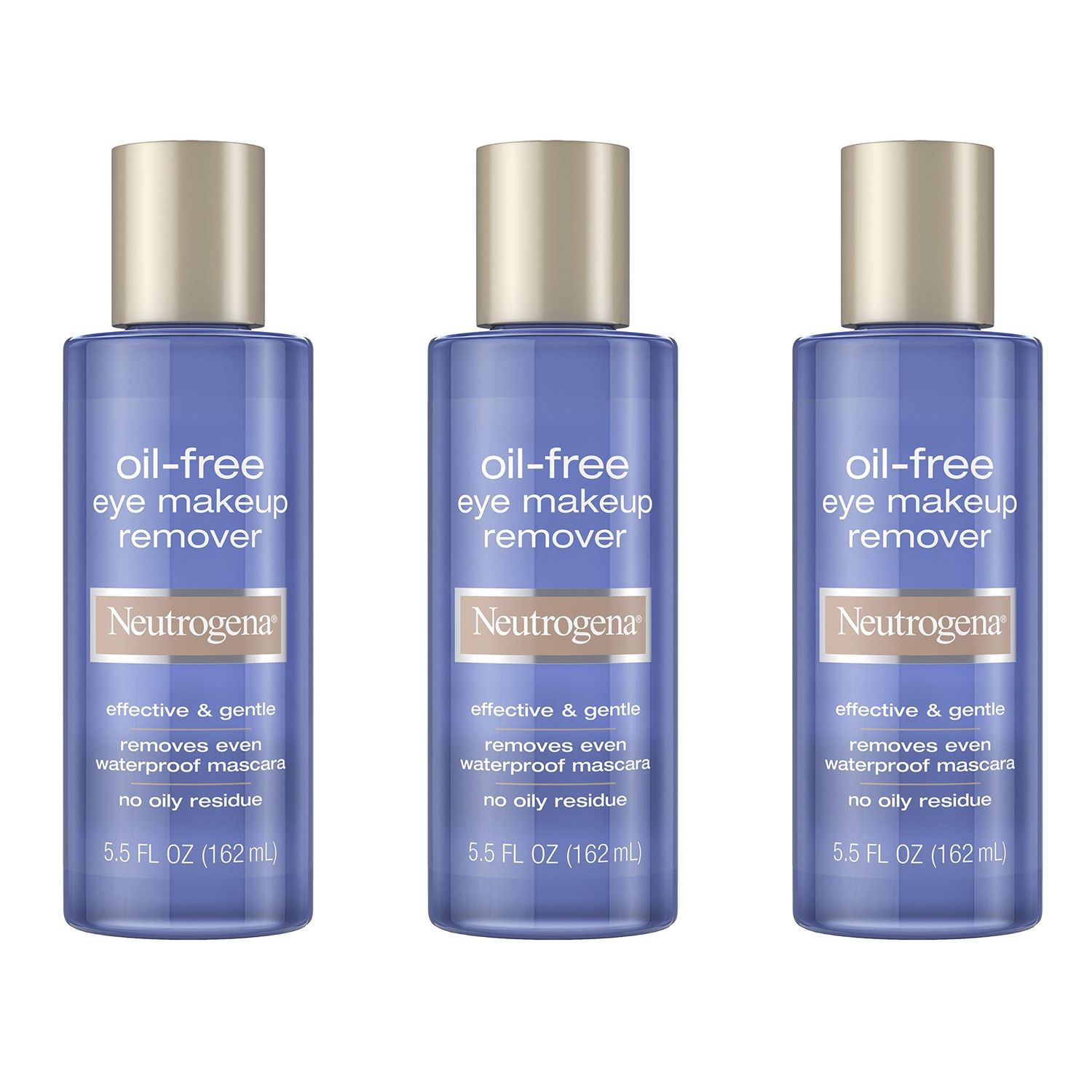 Neutrogena Gentle Oil-Free Eye Makeup Remover &amp; Cleanser for Sensitive Eyes, Non-Greasy Makeup Remover, Removes Waterproof Mascara, Dermatologist &amp; Ophthalmologist Tested, 3 x 5.5 fl. oz