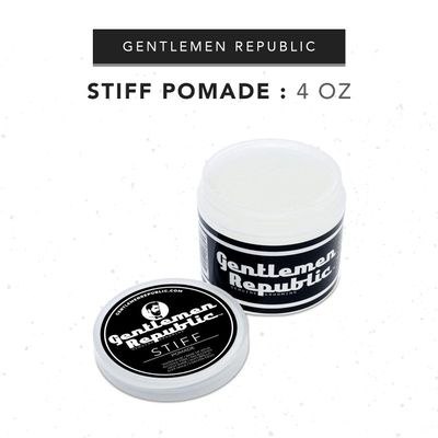 Gentlemen Republic Stiff Pomade for Men - Lightweight Water Based Pomade for High Hold & Shine, Premium Mens Hair Styling Products with No Beeswax - Suitable for Thick Hair, 4oz