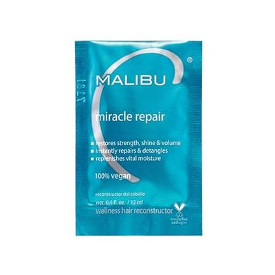 Malibu C Miracle Repair Hair Reconstructor (1 Packet) - Nourishing Hair Repair Treatment for Weak, Damaged Strands - Flax Protein &amp; Vitamin B5 for Hair Strength