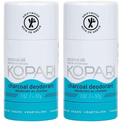 Kopari Aluminum Free Coconut Deodorant, Non Toxic &amp; Clean Plant-Based, No Aluminum, Parabens or Baking Soda, Long Lasting Protection, Charcoal 2 Pack