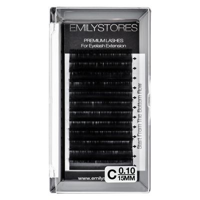 EMILYSTORES Eyelash Extensions 0.10mm Thickness C Curl Length 15mm Individual Volume Natural-Looking eyelashes Single Size For Lash Extension (0.10,C,15mm)
