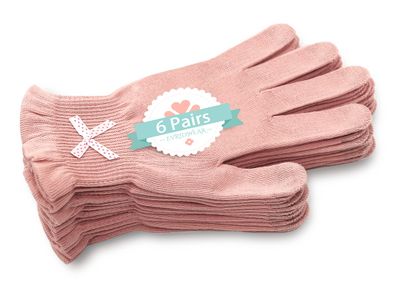 Evridwear Moisturizing Gloves for Sleeping, Cotton Gloves with Touchscreen Fingers for Dry Hands, Eczema Gloves Overnight UV Protection Gloves for Women(6 Pair S/M, Feather Weight Pink Color)