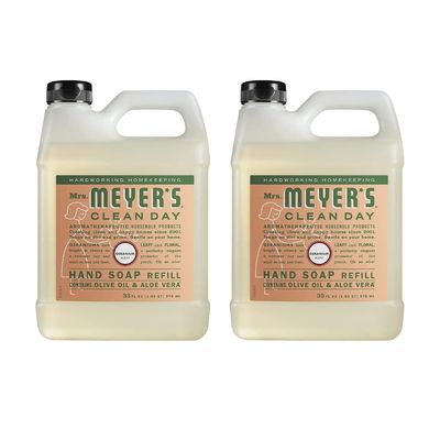 Mrs. Meyer&#39;s Hand Soap Refill, Made with Essential Oils, Biodegradable Formula, Geranium, 33 Fl. Oz (Pack Of 2)