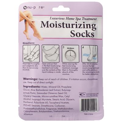 Nu-pore Moisturizing Socks - Feet Masks for Dry Skin & Moisturizer for Cracked Feet Treatment with Shea Butter, Jojoba Oil, Aloe Vera to Help Repair & Soothe Extra Dry Skin, 2 Socks per Pack (12 pack)