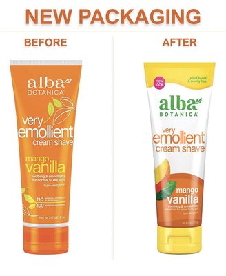 ALBA BOTANICA Cream Shave,Mango Vanilla, 8 OZ (Pack of 2)