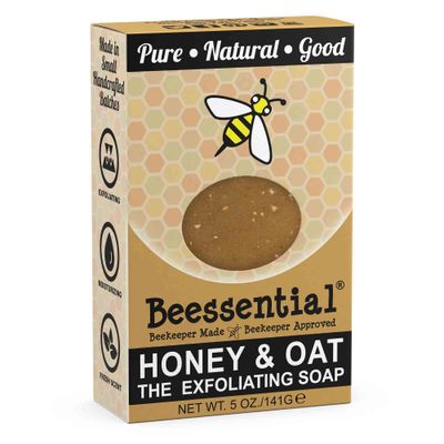 Beessential All Natural Honey &amp; Oat Small Batch Bar Soap - Great for Men, Women, and Children - Paraben Free - Made in the USA - 5 Oz.