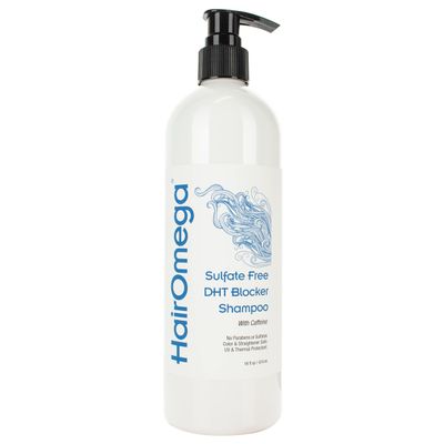 DrFormulas HairOmega DHT Blocker Shampoo Sulfate Free Shampoo - with Moroccan Argan Oil, Tea Tree Oil, Caffeine, Biotin for Hair Growth, 16 oz