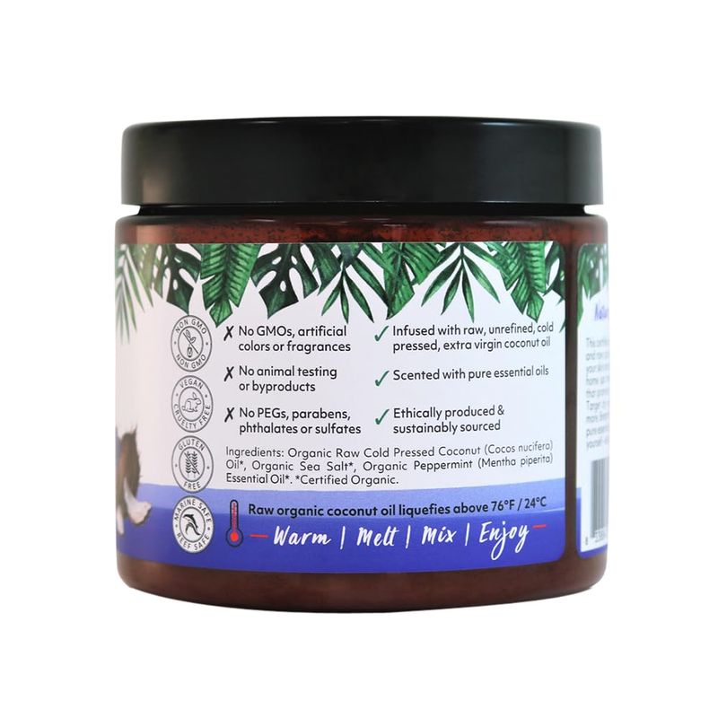 Organic Fiji Whole Body Scrub - Infused with Coconut Oil, Exfoliating Sea salt Scrub for Smooth and Soft Skin, Exfoliates &amp; Restores Skin's Natural Biosphere, Peppermint 20 oz