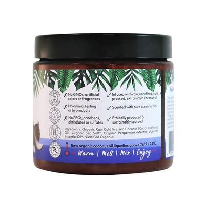 Organic Fiji Whole Body Scrub - Infused with Coconut Oil, Exfoliating Sea salt Scrub for Smooth and Soft Skin, Exfoliates & Restores Skin's Natural Biosphere, Peppermint 20 oz