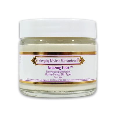 Simply Divine Botanicals Amazing Face Rejuvenating Moisturizer - Natural and Organic Anti-Aging Cream with Aloe Butter and Shea Oil For Dry, Normal, Mature, Sensitive Skin, 2 oz.