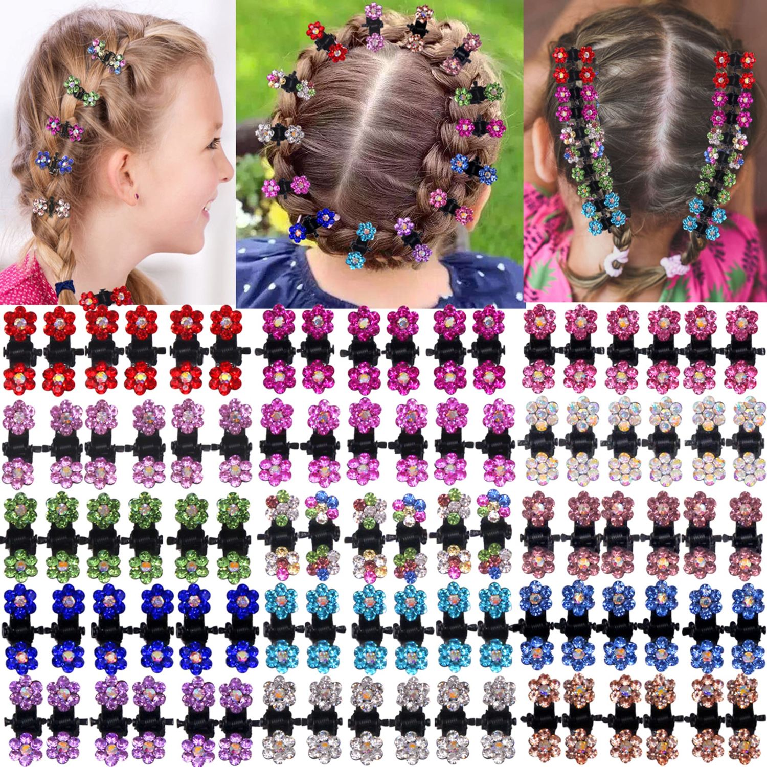 CLLOT 90 Pieces Little Baby Girls Hair Bangs Mini Hair Claw Clip Hair Pin Rhinestone Hair Accessories Clips for Girls,Teens, Kids, Toddlers Children