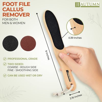Spa Quality Foot Rasp/Callus Remover Double Sided Wood Professional Foot File Callus Remover for Pedicure and Foot Care - Can Be Used On Both Wet and Dry Feet Achieve Smooth, Silky Feet