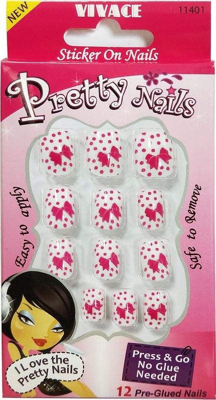 Vivace 4PACK 48tips Artificial Preglued Pretty Junior Sticker Nails For Kids (Pretty 1)