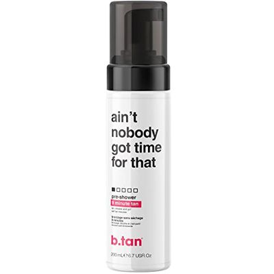 b.tan Pre-Shower Self Tanner Mousse | Ain&#39;t Nobody Got Time for That - Fast, 9 Minute Express Sunless Tanning Foam, No Fake Tan Smell, No Added Nasties, Vegan, Cruelty Free, 6.7 Fl Oz