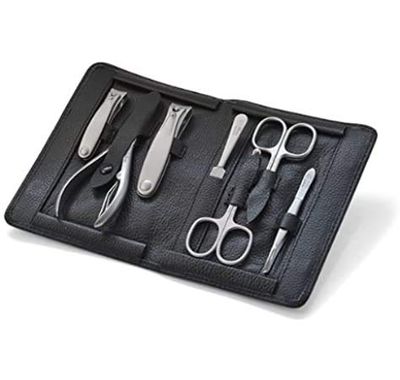 TopInox "IMANTADO XL" Manicure Set for Men in Black Leather Case by Niegeloh, Germany