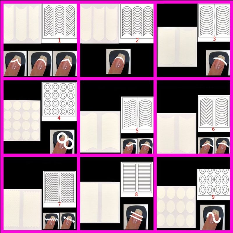 Warm Girl 680 Pieces 30 Designs French Manicure Nail Stickers, Nail Art Tips Guides for DIY Decoration Stencil Tools 24 Sheets