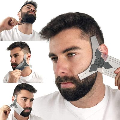 Beard Shaper &amp; Beard Shaping Tool for Men, Beard Lineup Guide Template, Perfect for Styling and Edging, Includes Dual Action Beard Comb &amp; Barber Pencil Liner